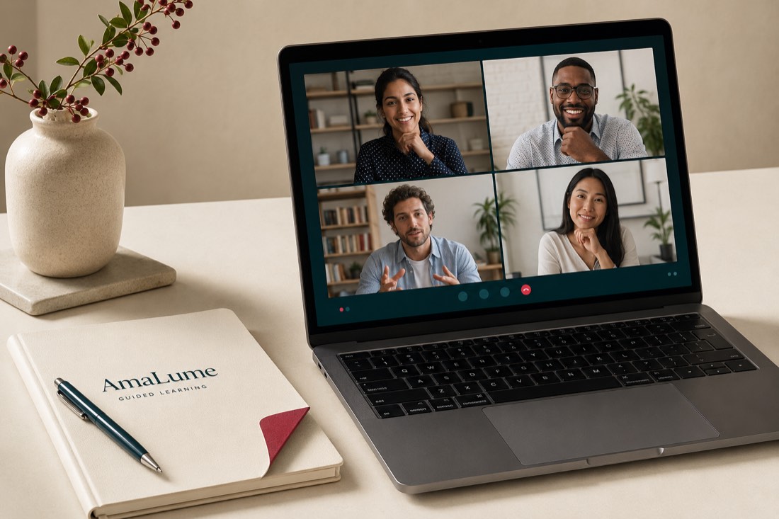 A small group learning together on a video call